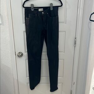 Frame Denim Black Coated Skinny Jeans Sleek Fit 30